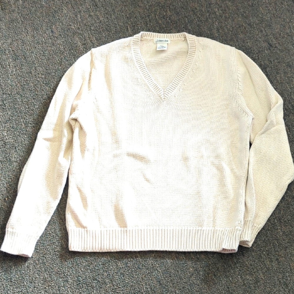 St Johns Bay Cream V-Neck Sweater